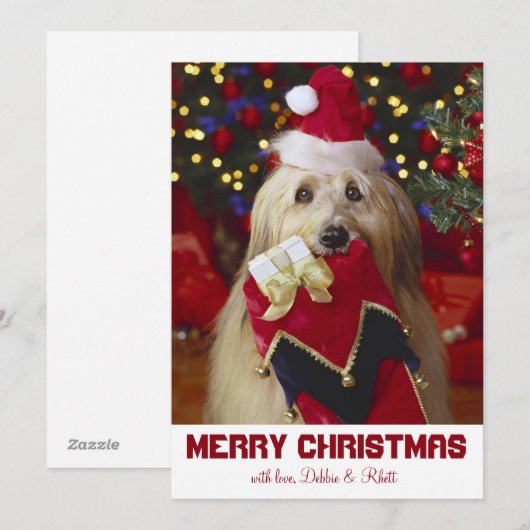 Hond met kerstmis feestdagenkaart (Voorkant / Achterkant)