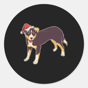 Hond met kerstmuts - Grappige kerst Ronde Sticker