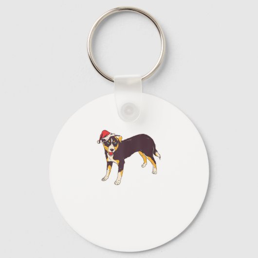 Hond met kerstmuts - Grappige kerst Sleutelhanger (Voorkant)