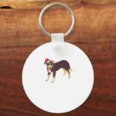 Hond met kerstmuts - Grappige kerst Sleutelhanger (Voorkant)