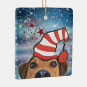 Hond met kerstmuts keramische kerstbal keramisch ornament (Rechts)