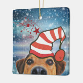 Hond met kerstmuts keramische kerstbal keramisch ornament (Links)