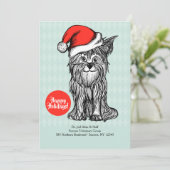 Hond met kerstmuts Kerstkaart Kaart (Staand voorkant)