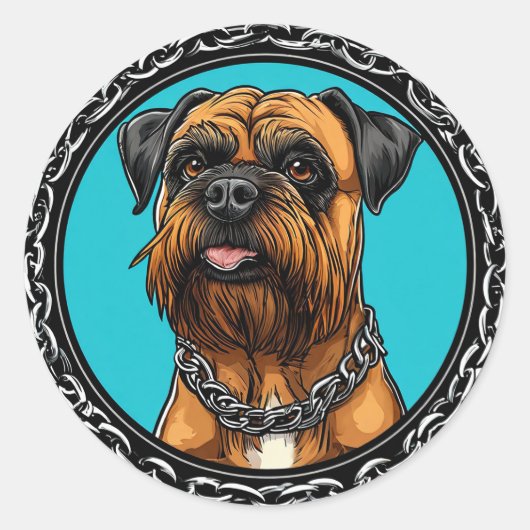Hond met kettinghals en gedurfde achtergrond ronde sticker (Voorkant)