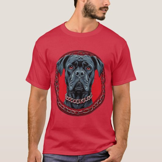 Hond met kettinghals en gedurfde achtergrond t-shirt (Voorkant)