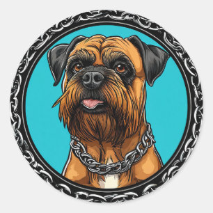 Hond met Kettinghalsband Stout Huisdierontwerp 🖤� Ronde Sticker