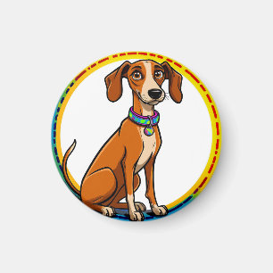 Hond met kleurrijke halsband binnen decoratieve ci magneet