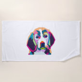 Hond met kleurrijke strandlaken (Voorkant)