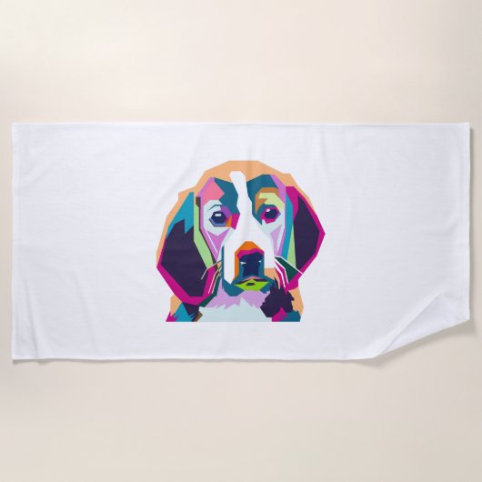 Hond met kleurrijke strandlaken (Voorkant)