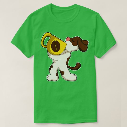 Hond met kop koffie 2 t-shirt (Design voorkant)