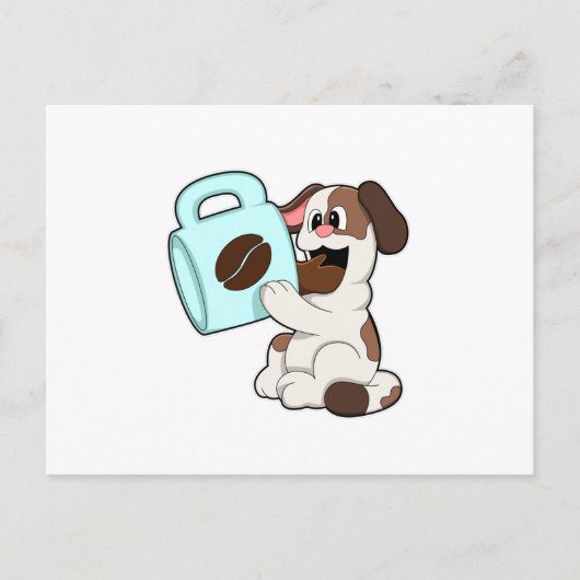 Hond met kopje koffie briefkaart (Voorkant)