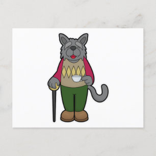 Hond met kopje koffie briefkaart