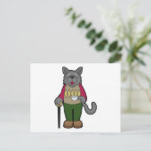 Hond met kopje koffie briefkaart (Staand voorkant)