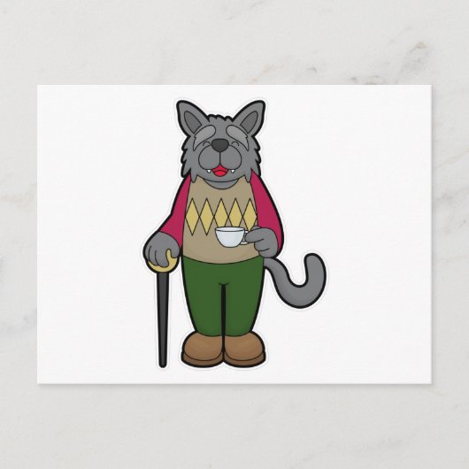 Hond met kopje koffie briefkaart (Voorkant)