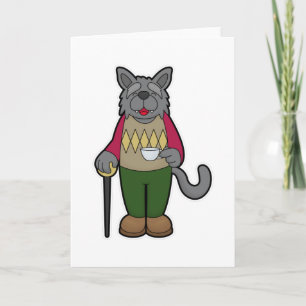 Hond met kopje koffie kaart