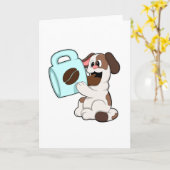 Hond met kopje koffie kaart (Gele Bloem)