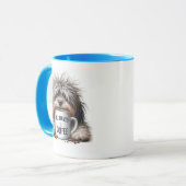 Hond met kopje koffie mok (Voorkant links)