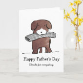 Hond met krantenkaart Vaderdag Kaart (Gele Bloem)