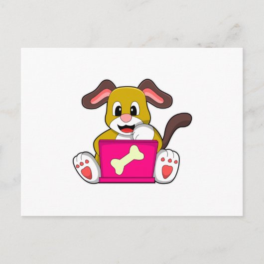 Hond met Laptop Briefkaart (Voorkant)