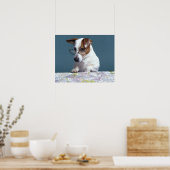 Hond met leesbril die kaart bestudeert poster (Keuken)