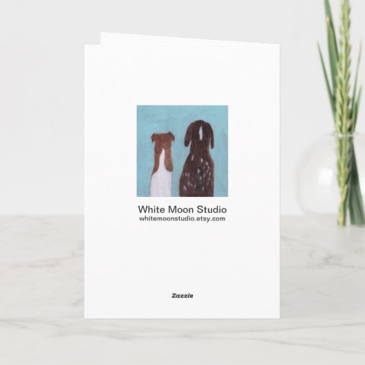 Hond met Maretak Feestdagen Kaart (Achterkant)