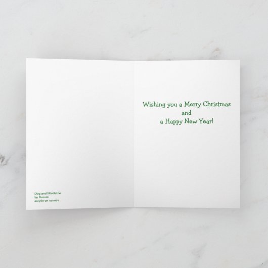 Hond met Maretak Feestdagen Kaart (Binnen)