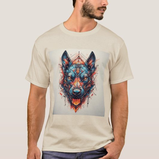 Hond met modern abstract ontwerp t-shirt (Voorkant)