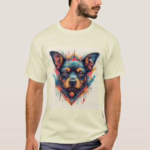 Hond met modern abstract ontwerp t-shirt