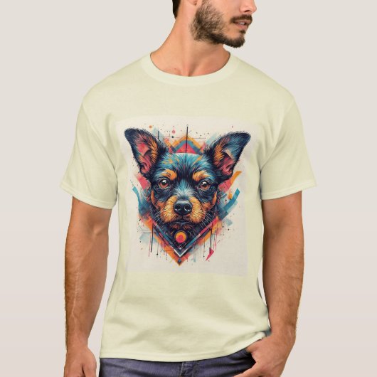Hond met modern abstract ontwerp t-shirt (Voorkant)