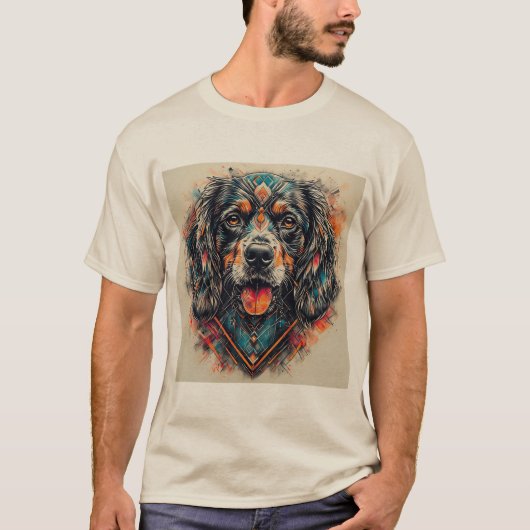 Hond met modern abstract ontwerp t-shirt (Voorkant)