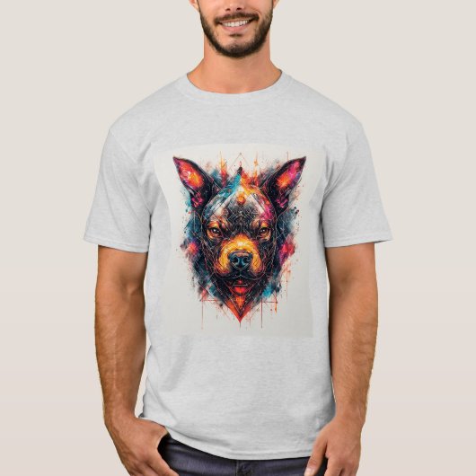 Hond met modern abstract ontwerp t-shirt (Voorkant)