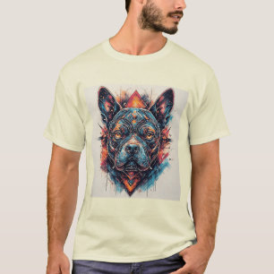 Hond met modern abstract ontwerp t-shirt