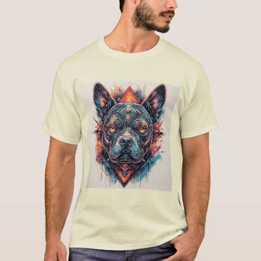 Hond met modern abstract ontwerp t-shirt (Voorkant)