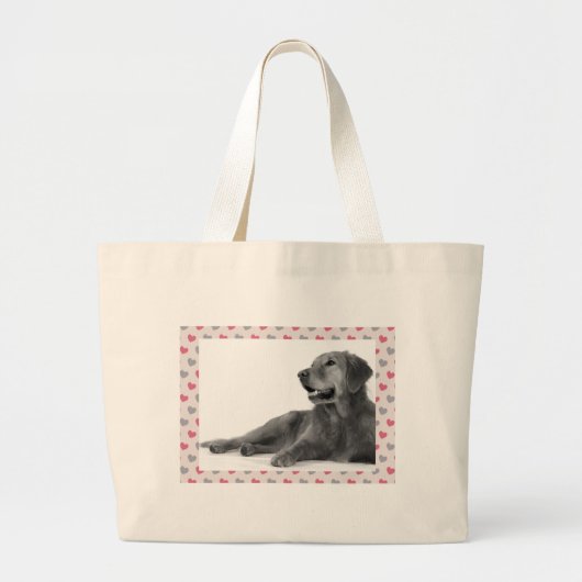 Hond met mooie harten grote tote bag (Voorkant)