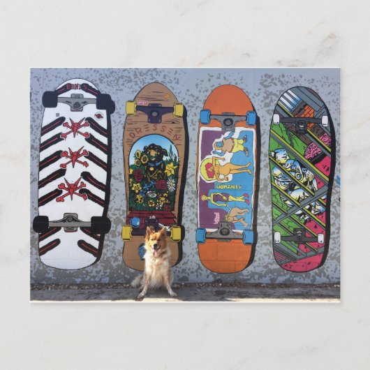 Hond met muurschildering van skateboards briefkaart (Voorkant)
