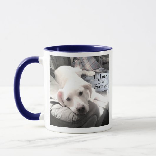 Hond met pap Valentijnsdag Blue Forever Love Mok (Links)
