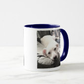 Hond met pap Valentijnsdag Blue Forever Love Mok (Voorkant rechts)