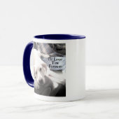 Hond met pap Valentijnsdag Blue Forever Love Mok (Voorkant links)