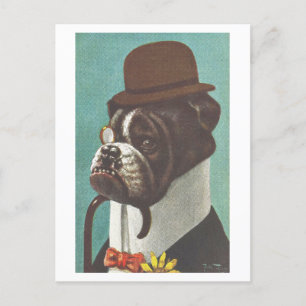  hond met Pet en monocle Briefkaart