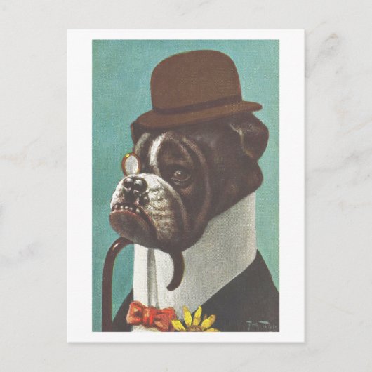  hond met Pet en monocle Briefkaart (Voorkant)