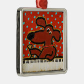 hond met piano- en martini-sieroog metalen ornament (Rechts)