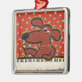 hond met piano- en martini-sieroog metalen ornament (Links)