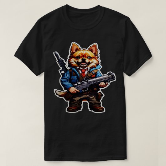 Hond met pistool 1 t-shirt (Design voorkant)