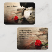Hond met rode roos visitekaartje (Voorkant / Achterkant)