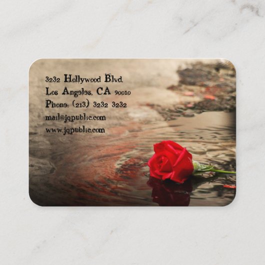 Hond met rode roos visitekaartje (Achterkant)