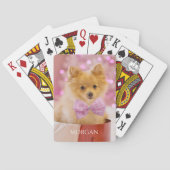 Hond met roze strik Stropdas of uw foto, naam Pokerkaarten (Achterkant)