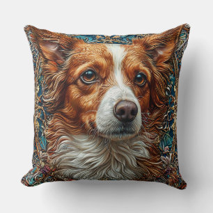 Hond met Sierlijke Decoratieve Achtergrond Kussen