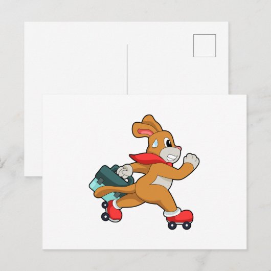 Hond met skeelers briefkaart (Voorkant / Achterkant)