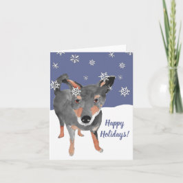 Hond met sneeuwvlokken  feestdagen kaart