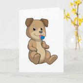 Hond met snoepjes Lolly Kaart (Gele Bloem)